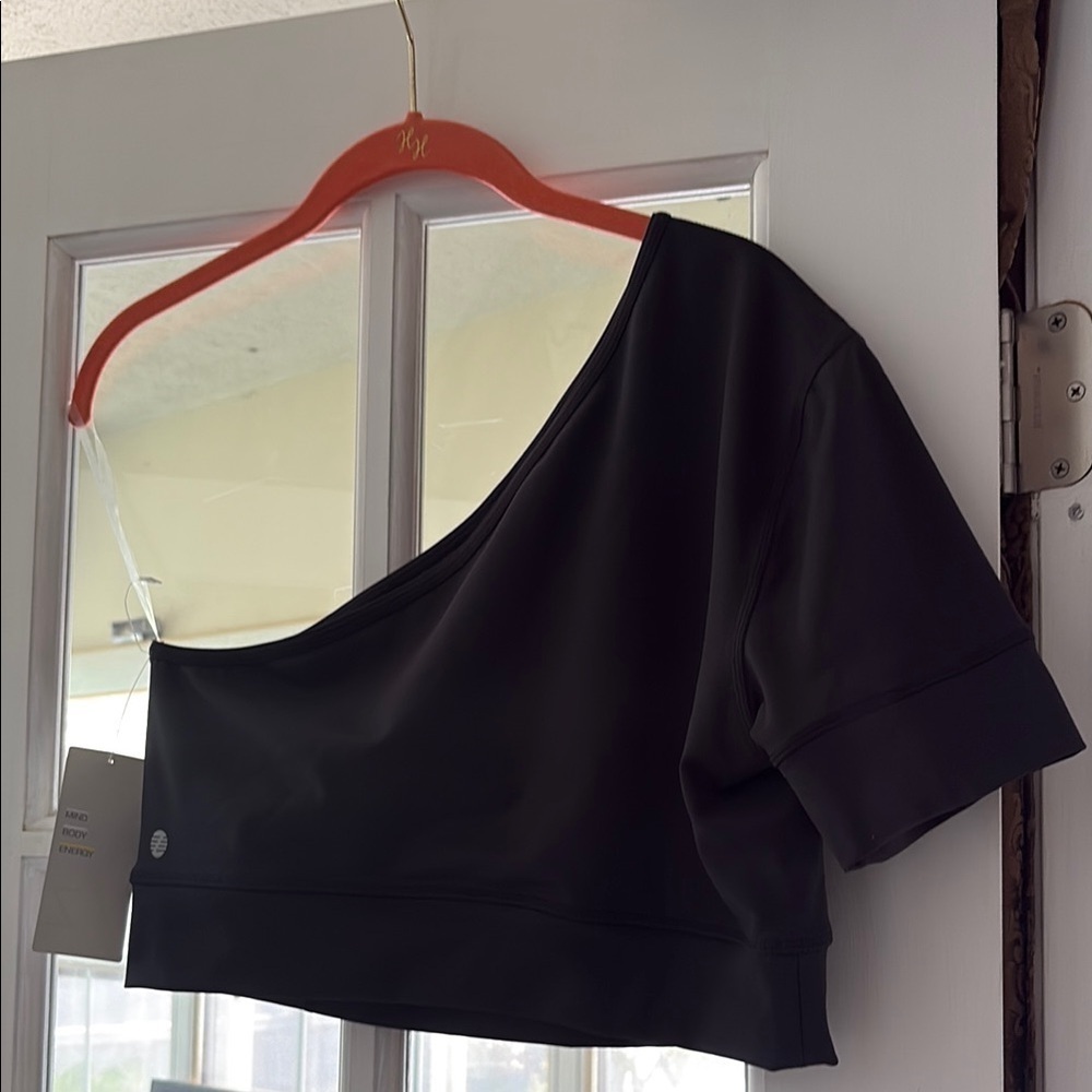 Zella Black Asymmetrical Crop Top - Picture 5 of 7
